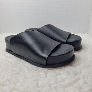 Wal & Pai Stone Womens Slide Size 5.5 Black Leather Platform Shoes
